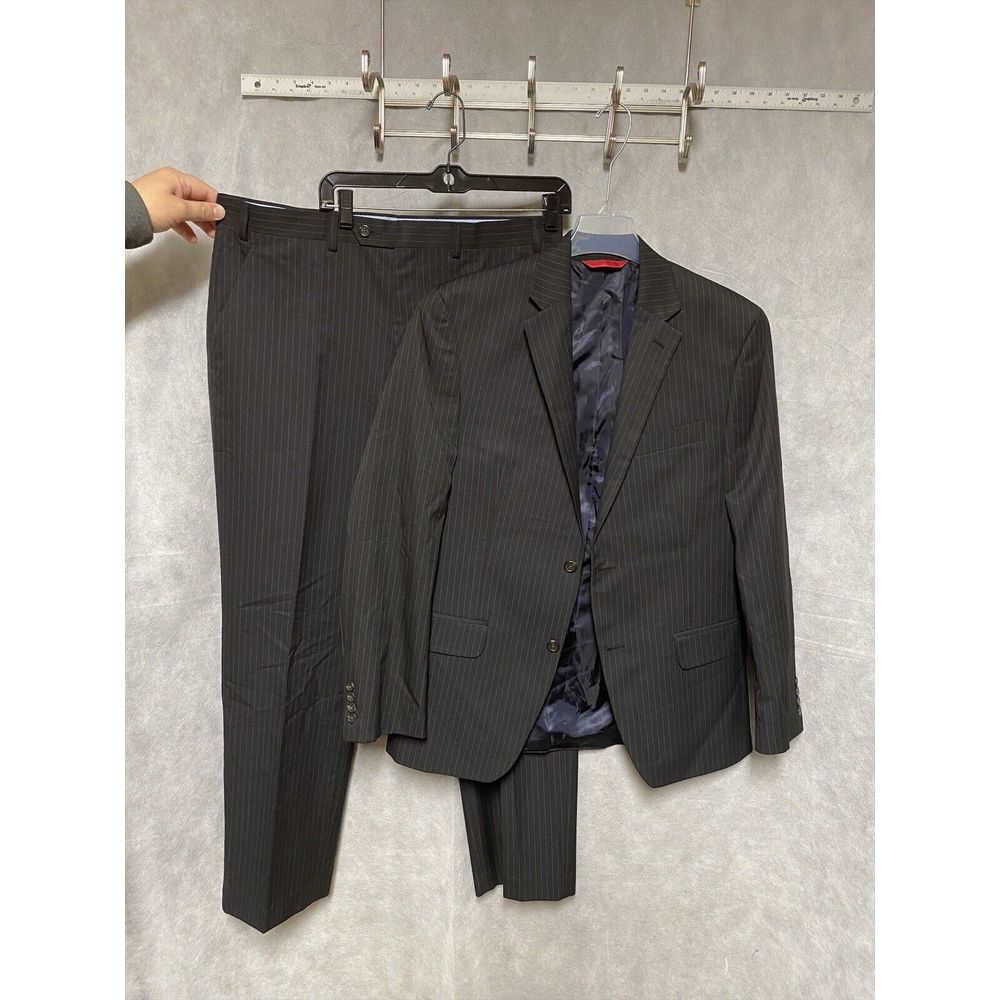 Chaps Suit Men 40R Gray Striped 2B Slim Career 36X 31.5 Pant Ralph Lauren Luxury